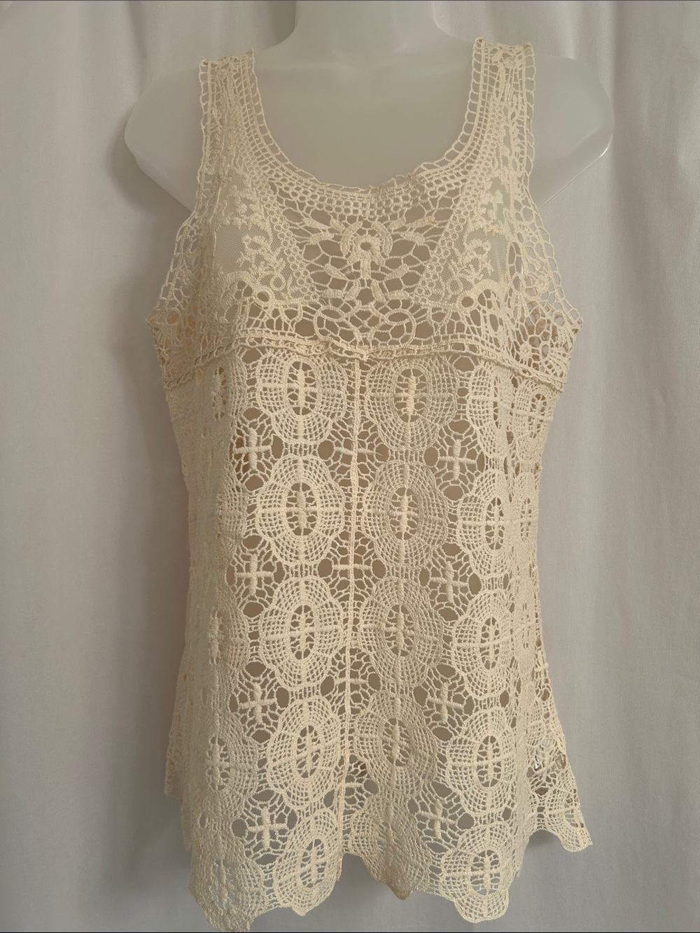 Pins & Needles Cream Crochet Lace Camisole Tank